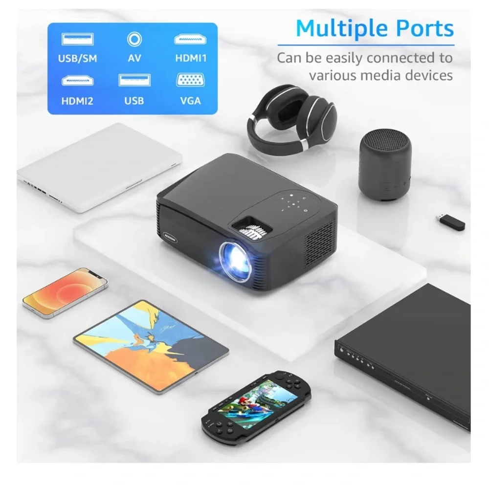 Ailessom Black Projector with Blue Light